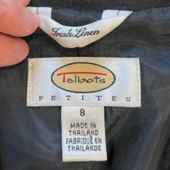 TALBOTS Vintage Petites Black Irish Linen Button Closure Jacket ~ Size 8 - Picture 10 of 15